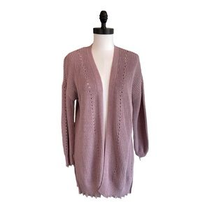 Maurice’s Women’s Purple Solid Distressed Hem Long Sleeve Cardigan Size Small